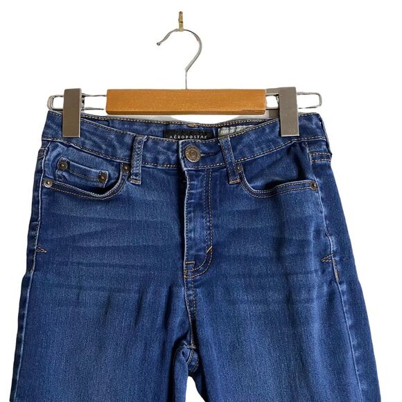 Aeropostale Women's High Waisted Medium Indigo Skinny Jeans - Picture 2 of 9